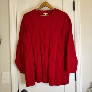 J Jill Red Cable Knit  Sweater